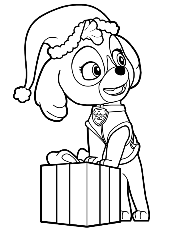 Kids n fun Coloring page Paw Patrol Christmas Skye Christmas